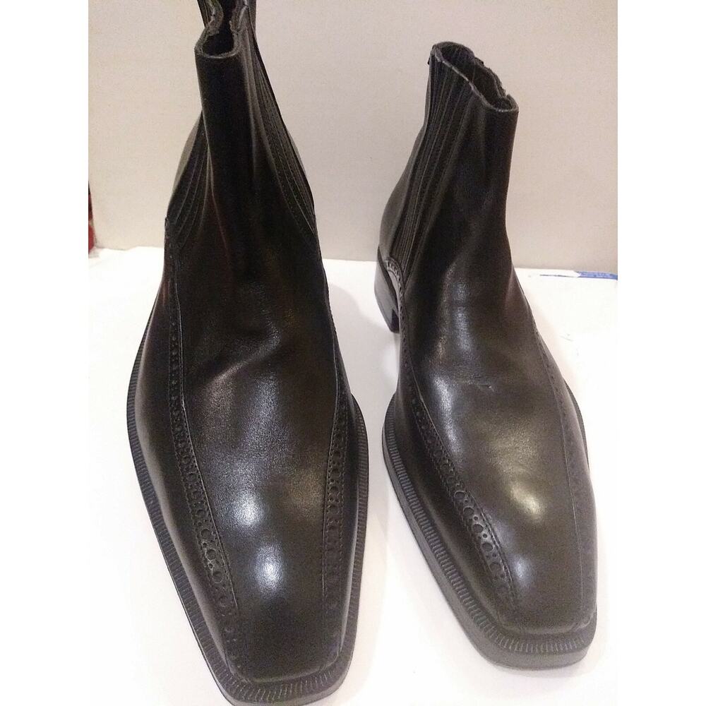 MENS SERGIO ROSSI BLACK LEATHER CHELSEA ANKLE DRESS BOOTS SHOES SZ 8. M Italy
